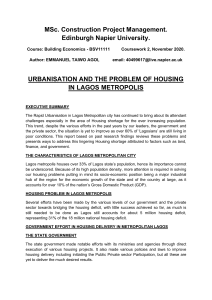 URBANISATION AND THE PROBLEM OF HOUSING IN LAGOS METROPOLIS - Emmanuel Taiwo Agoi