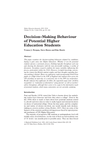 Decision Making Behaviour of Potential H
