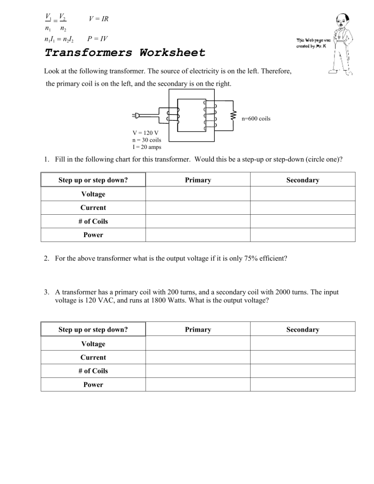 Transformers Worksheet