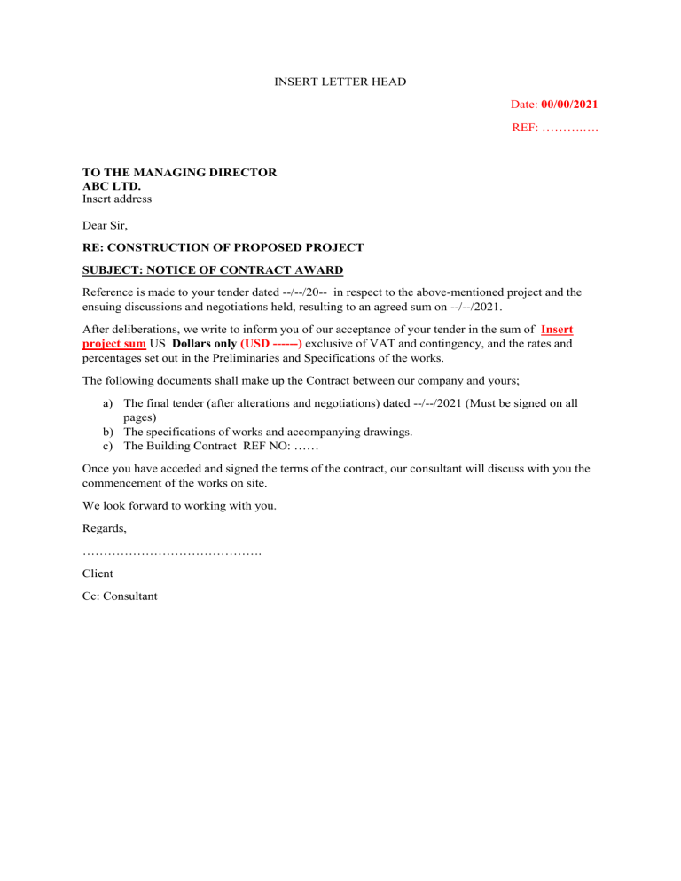 Contract Award Letter