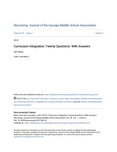 Curriculum Integration  Twenty Questions- With Answers