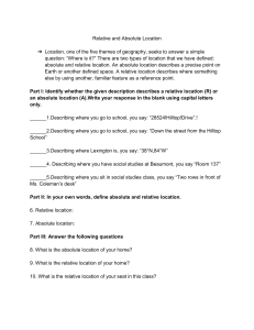 Absolute and Relative Location Worksheet
