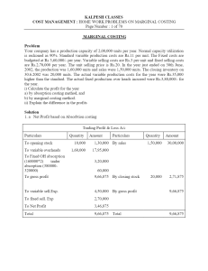 KALPESH CLASSES COST MANAGEMENT   MARGINAL COSTING