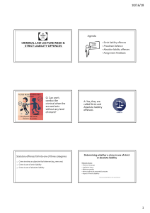 Criminal Law MLL214 Topic 8 - Strict Liability Offences 