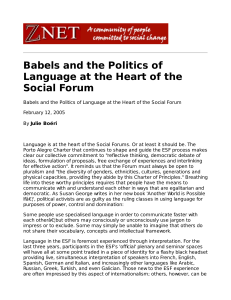 Babels and the Politics of Language at the Heart of the Social Forum