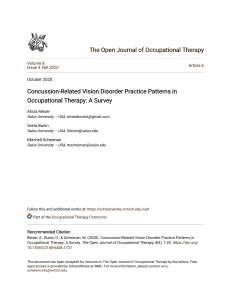 Concussion Vision Disorder Practice in Occupational Therapy