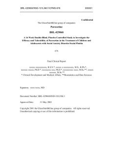 Paroxetine Clinical Trial Report: Social Anxiety in Children