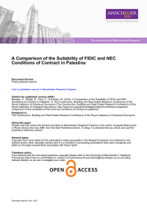 A Comparison of the Suitability of FIDIC and NEC Conditions of Contract in Palestine