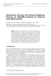 Dimensional Accuracy and Surface Roughness Analysi