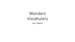 Wonders Unit 1 Week 2 Vocabulary