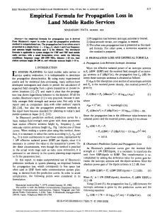 Hata, Empirical Formula for Propagation Loss in Land Mobile Radio Services, IEEE MTT, AUG. 1980