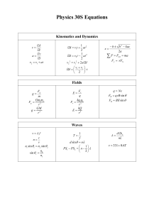 Physics 30S Equation Sheet: Kinematics, Dynamics, Waves