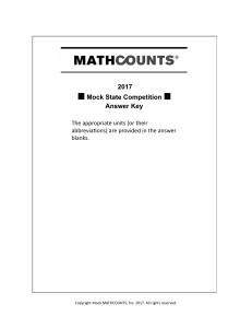 2017 Mock MATHCOUNTS State Competition Answer Key