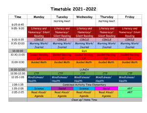 Weekly timetable Aspen 2021-2022