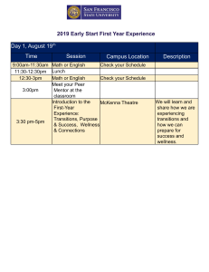 2019 Early Start First Year Experience Schedule