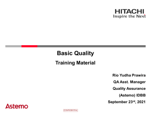 Basic Quality Training for New Employee IDBB