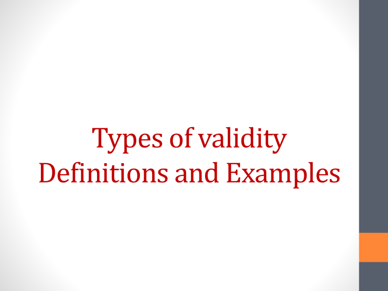 Validity Types