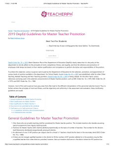 Master Teacher Guidelines