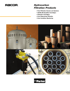 hydrocarbon filter vessels and elements