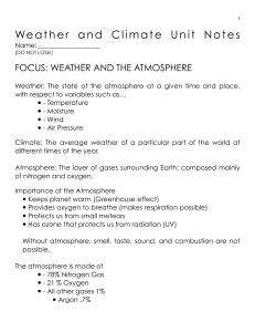 Atmosphere and Weather Unit notes