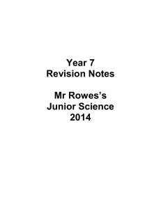 Year 7 Science Revision Notes