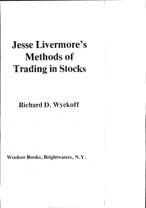 Jesse Livermore's Trading Methods