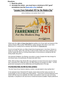 “Lessons From Fahrenheit 451 for the Modern Day”
