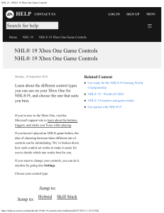 NHL® 19 Xbox One Game Controls
