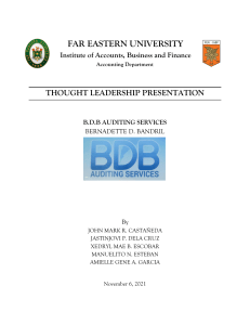 Thought Leadership Presentation | BDB Auditing Services
