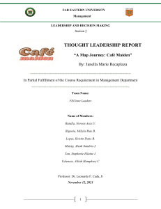 THOUGHT LEADERSHIP REPORT  “A Map Journey: Café Maiden”