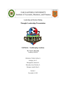 Leadership and Decision-Making: Thought Leadership Presentation GKMarks Goalkeeping Academy