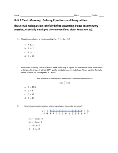 Unit 2 Test: Solving Equations and Inequalities