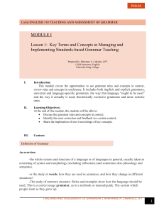 M1 - KEY CONCEPTS IN MANAGING AND IMPLEMENTING GRAMMAR TEACHING