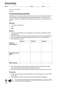 Organism Classification Worksheet: Year 7 Biology