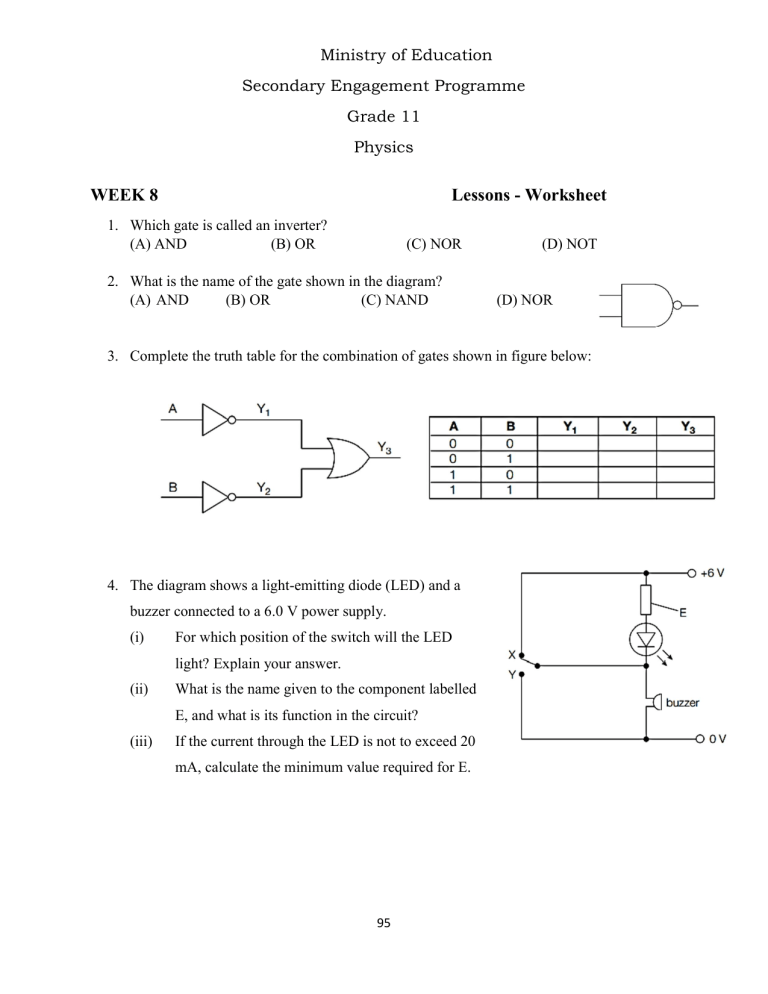 Grade 11 Physics Week 8 Lesson 1 Worksheet 1 And Answersheet 3 