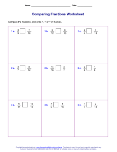 Comparing Fractions Worksheet 1