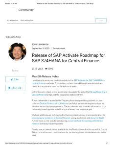 Release of SAP Activate Roadmap for SAP S 4HANA for Central Finance   SAP Blogs