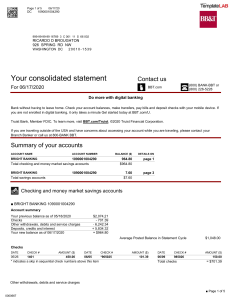 BB&T Bank Statement