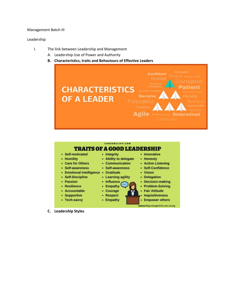 relation between leadership and management