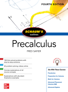 Precalculus Textbook by Fred Safier, 4th Edition