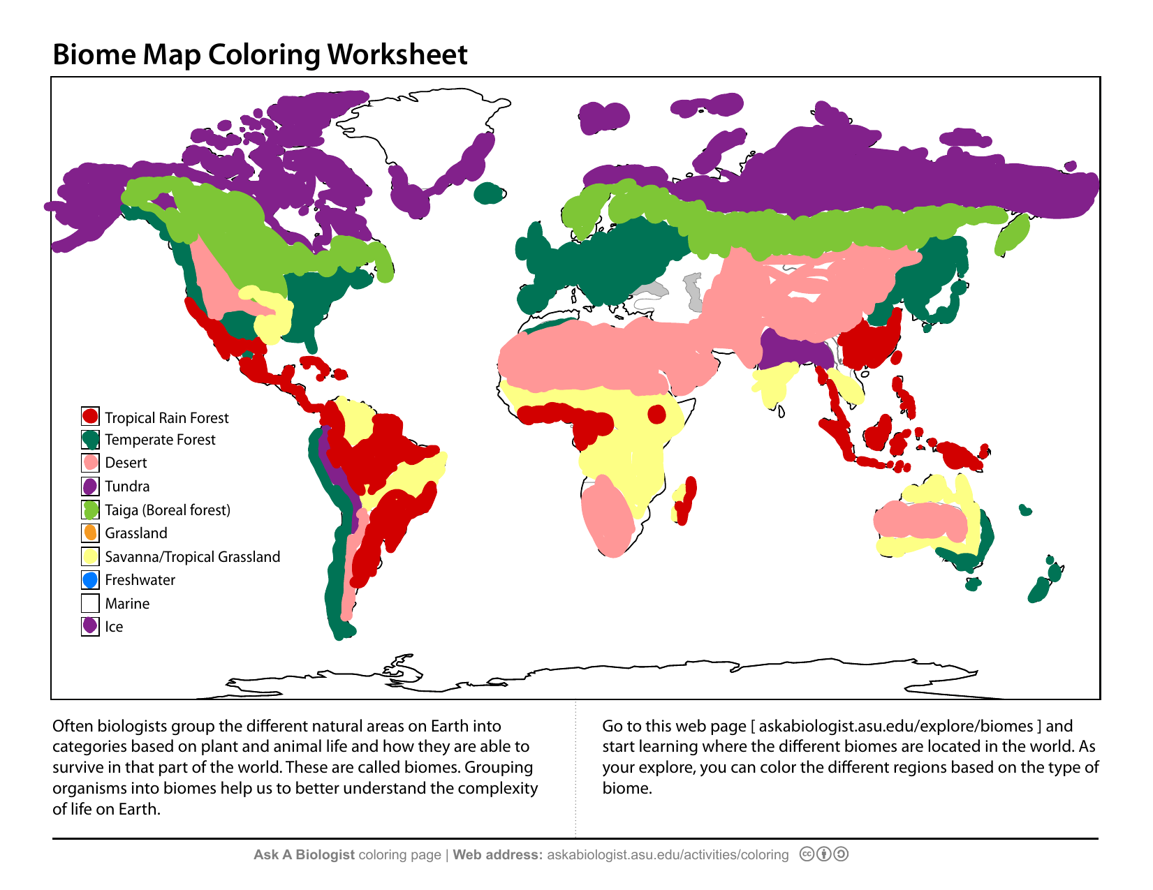 Biome Map Coloring Worksheet Answer Key Pdf