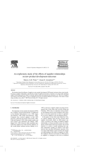 Supplier Relationships & NPD Outcomes: An Exploratory Study