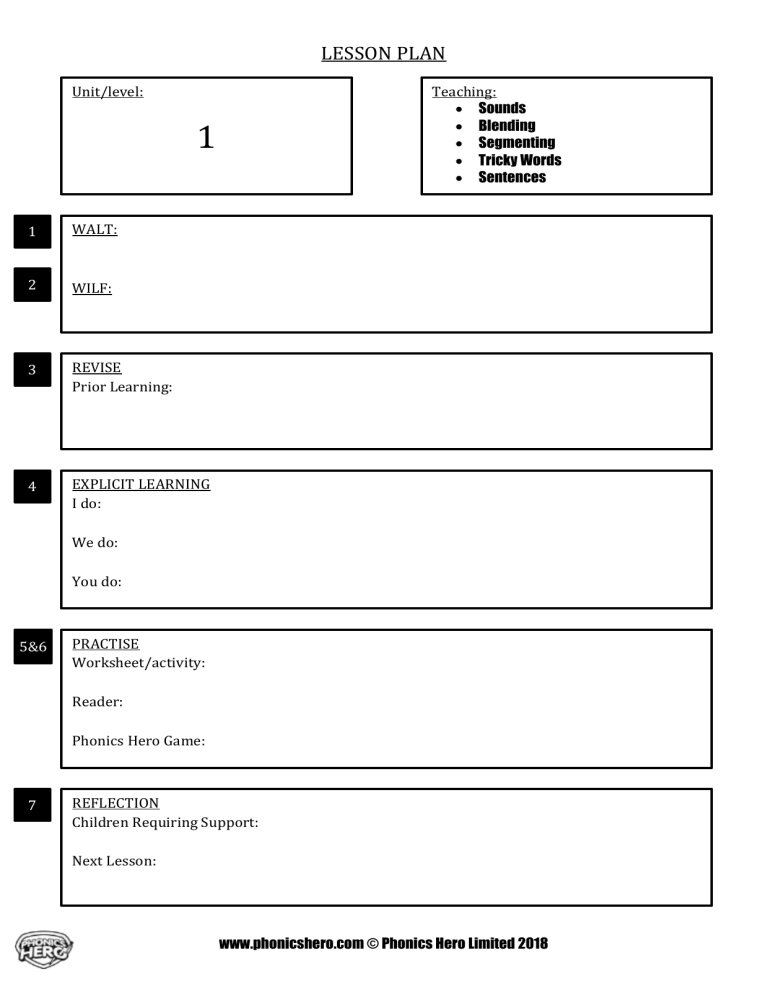 Phonics Lesson Plan Template