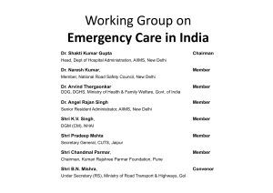 Working Group on Emergency Care in India