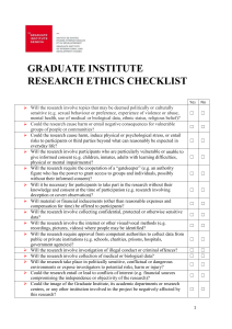 Graduate Institute Research Ethics Checklist