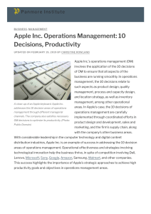 Apple Inc. Operations Management  10 Decisions, Productivity - Panmore Institute