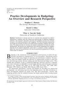 [Journal of Management Accounting Research vol. 15 iss. 1] Hansen, Stephen C.  Otley, David T.  Van der Stede, Wim A. - Practice Developments in Budgeting  An Overview and Research Perspective (2003) [10.2308 jm (3)