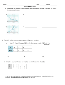 Review for Test 4.1 -Exponential Functions