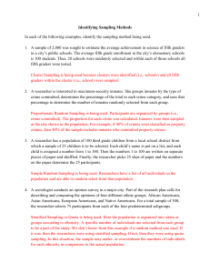 Identifying Sampling Methods worksheet