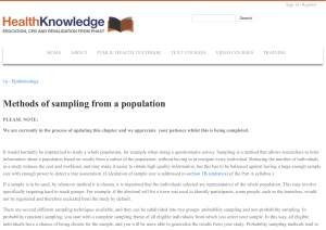 Methods of sampling from a population   Health Knowledge